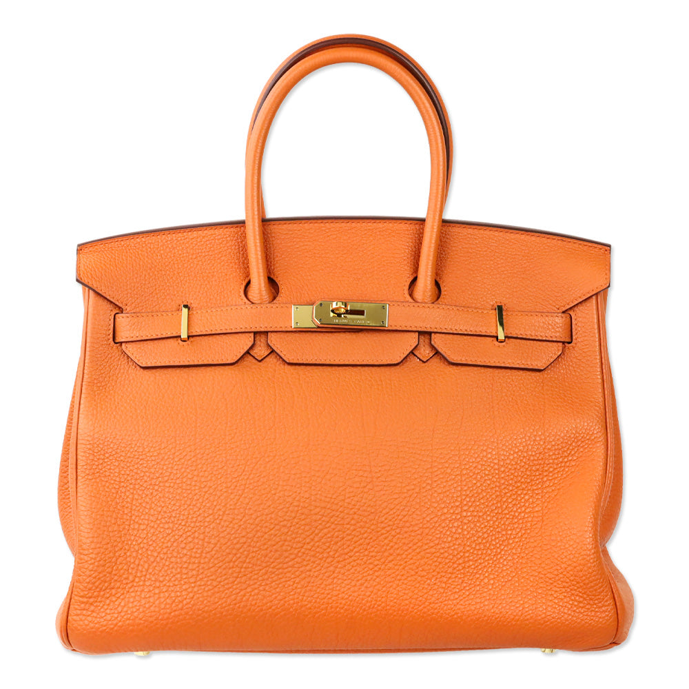 Hermès Orange Togo Retourne Birkin 35 with Gold-Plated Hardware