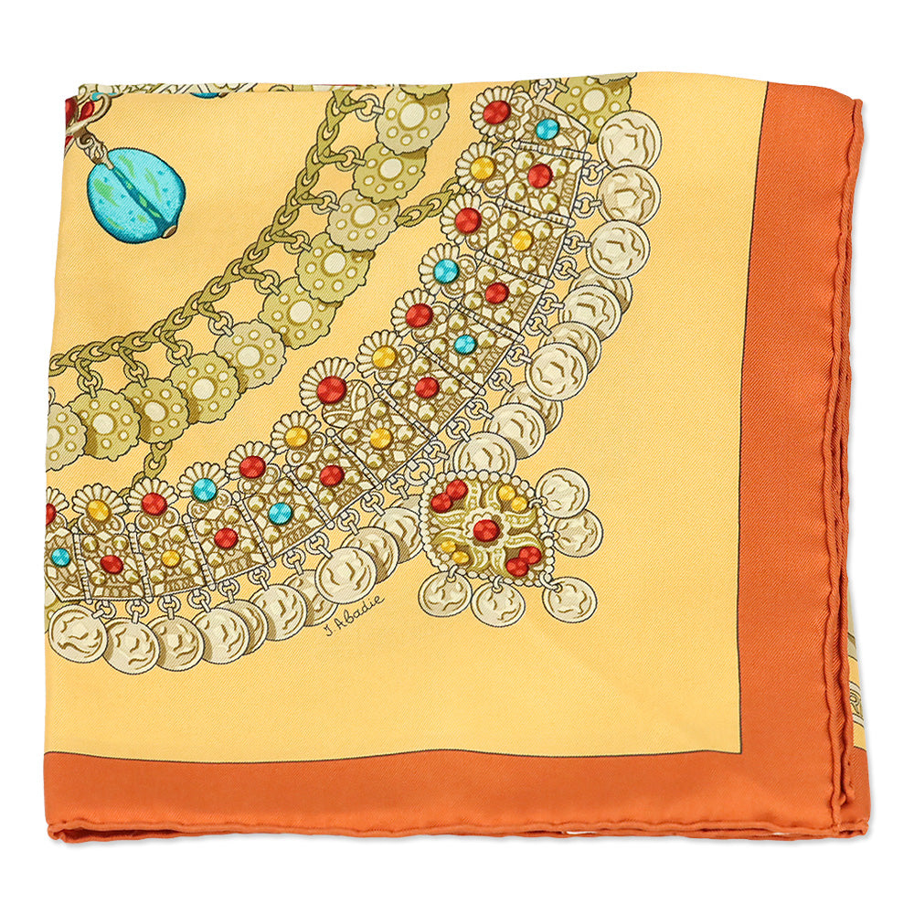 Hermès Orange/Peach "Kosmima" Carré 90 Silk Scarf