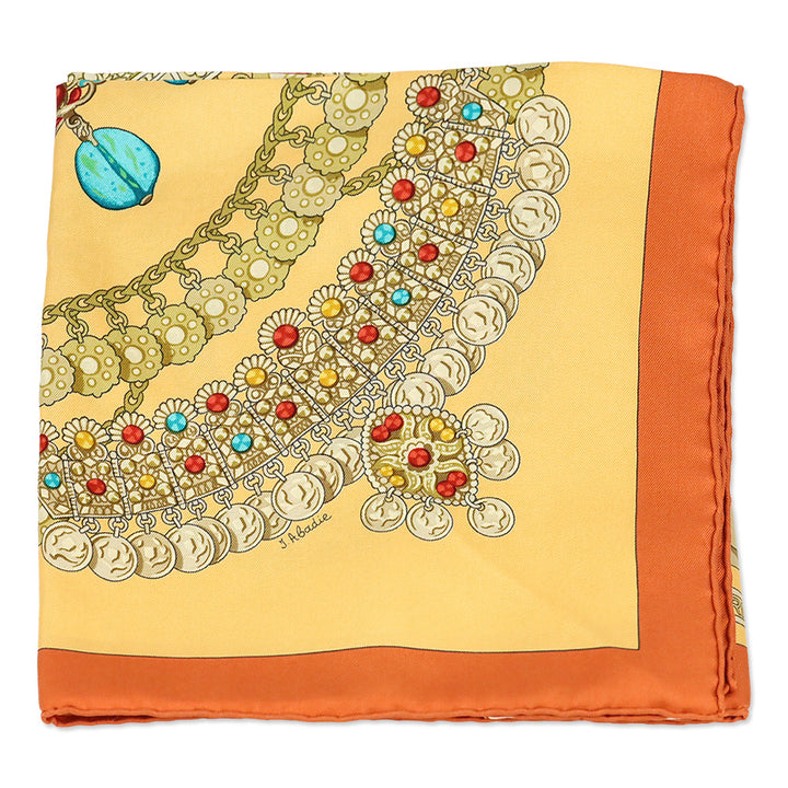 Hermès Orange/Peach "Kosmima" Carré 90 Silk Scarf