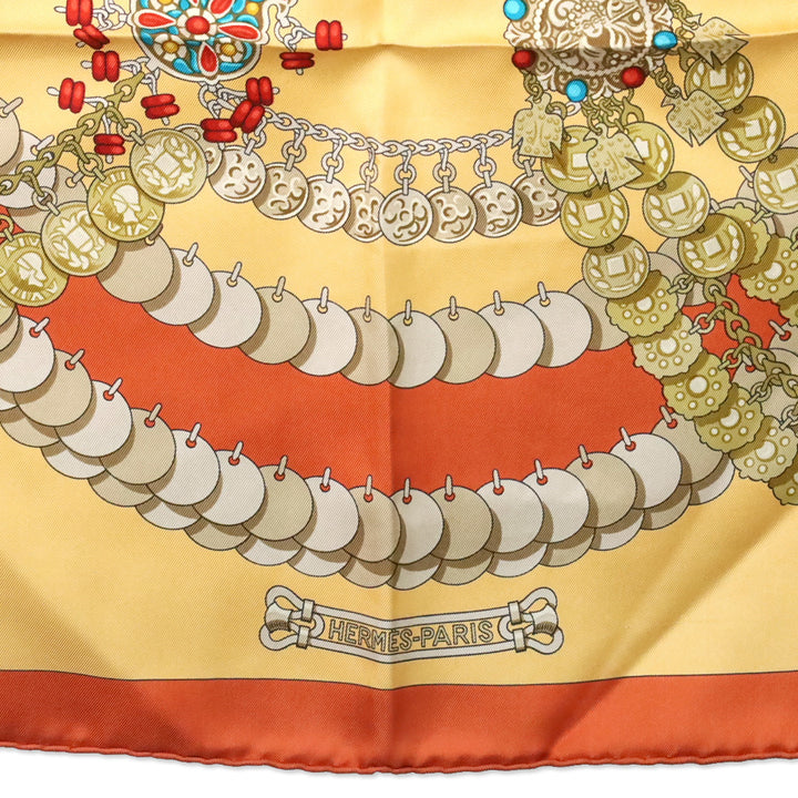 Hermès Orange/Peach "Kosmima" Carré 90 Silk Scarf