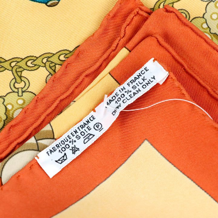 Hermès Orange/Peach "Kosmima" Carré 90 Silk Scarf