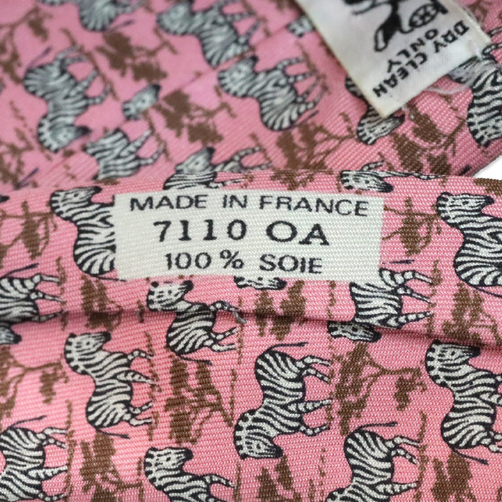 Hermès Pink Zebra Print Silk Tie