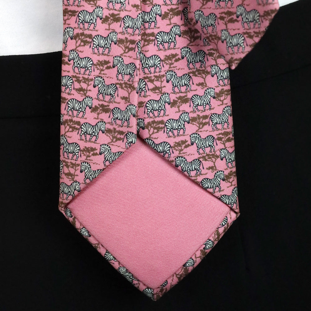 Hermès Pink Zebra Print Silk Tie