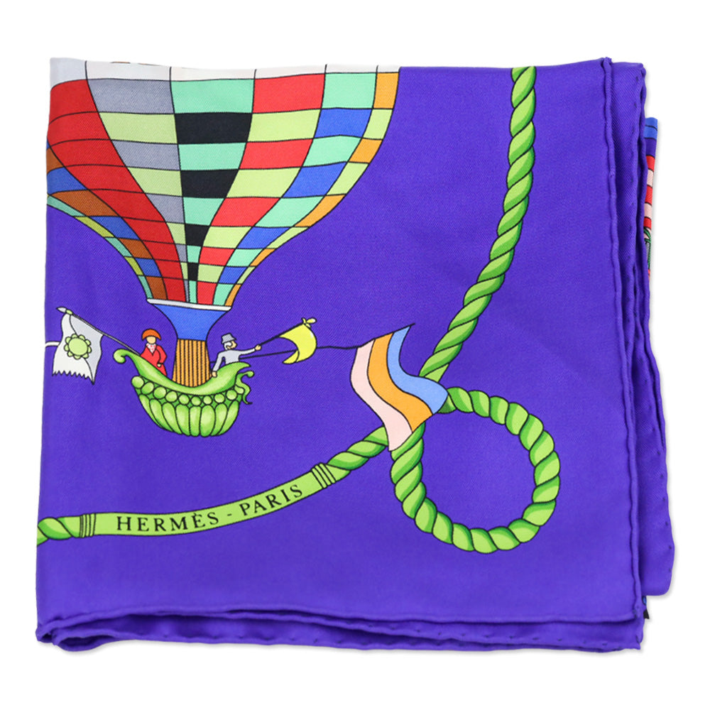 Hermès Purple "Les Folies du Ciel" Silk Scarf
