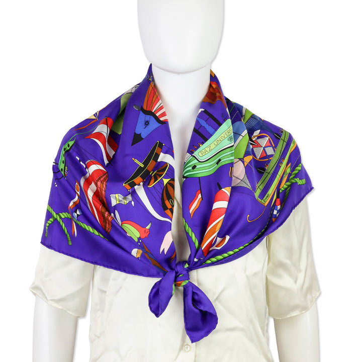 Hermès Purple "Les Folies du Ciel" Silk Scarf