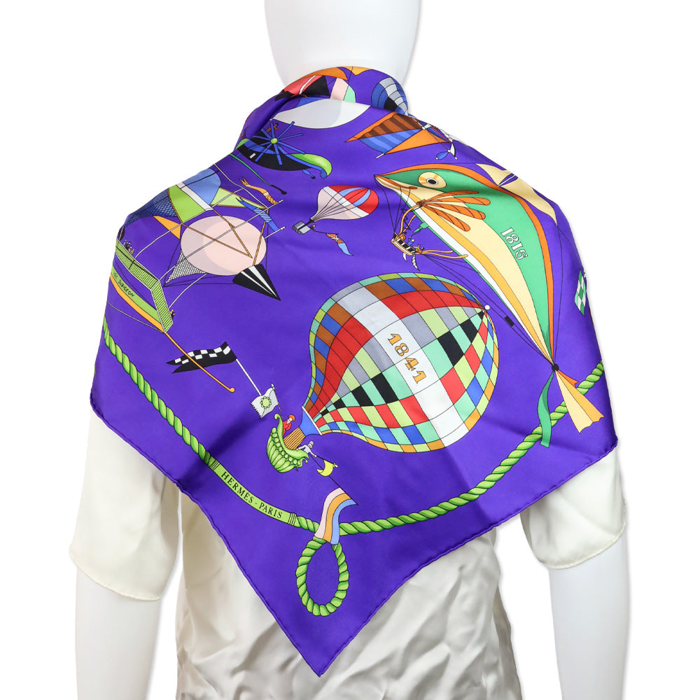 Hermès Purple "Les Folies du Ciel" Silk Scarf