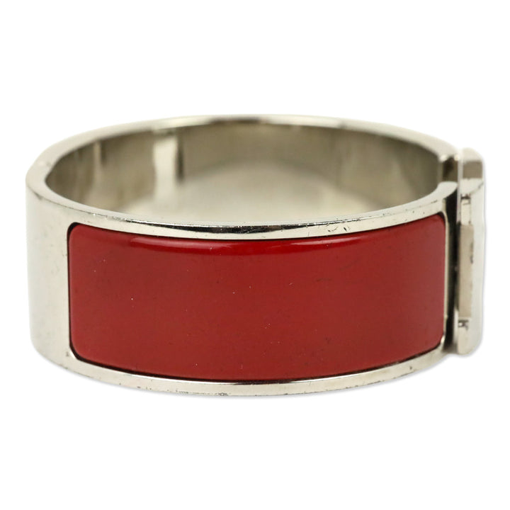 Hermès Red Enamel Palladium Plated Clic Clac H Bracelet