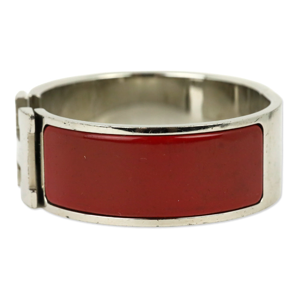 Hermès Red Enamel Palladium Plated Clic Clac H Bracelet