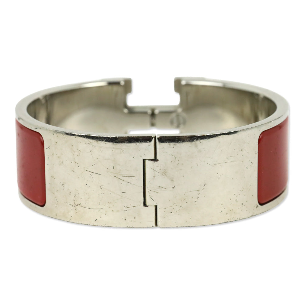 Hermès Red Enamel Palladium Plated Clic Clac H Bracelet
