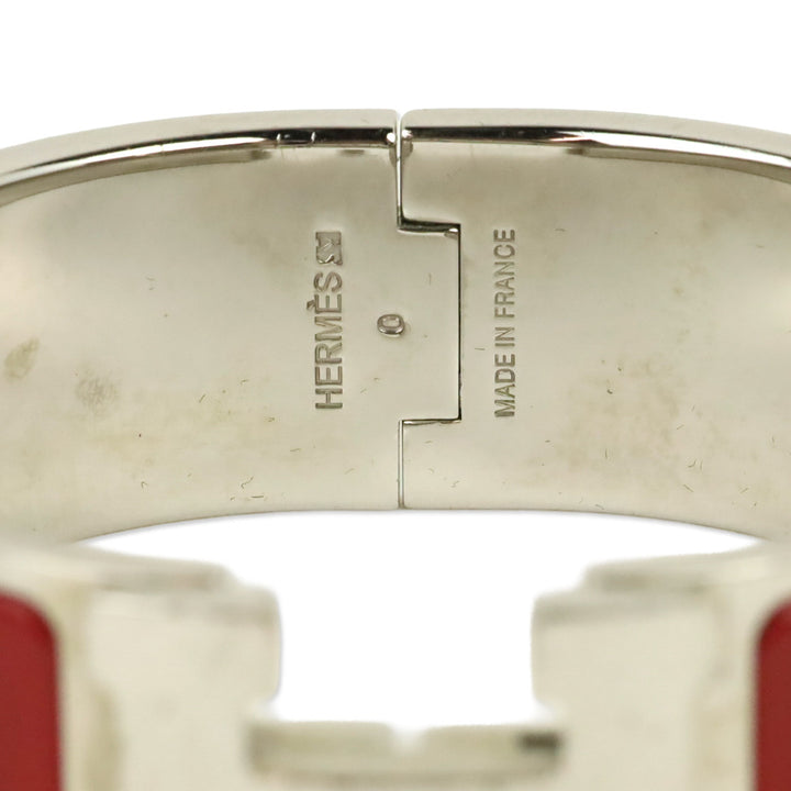 Hermès Red Enamel Palladium Plated Clic Clac H Bracelet
