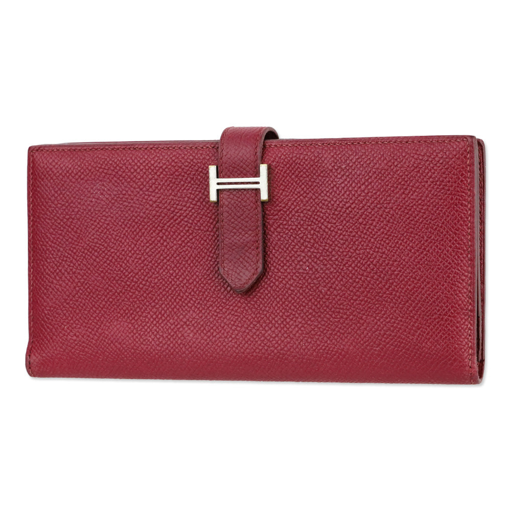 Hermès Red Rouge Béarn Epsom Leather Bifold Wallet