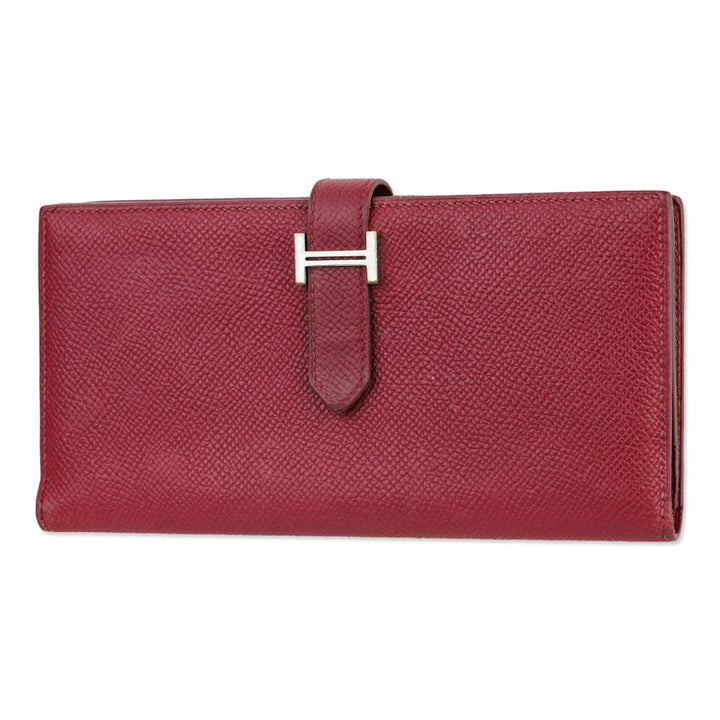 Hermès Red Rouge Béarn Epsom Leather Bifold Wallet