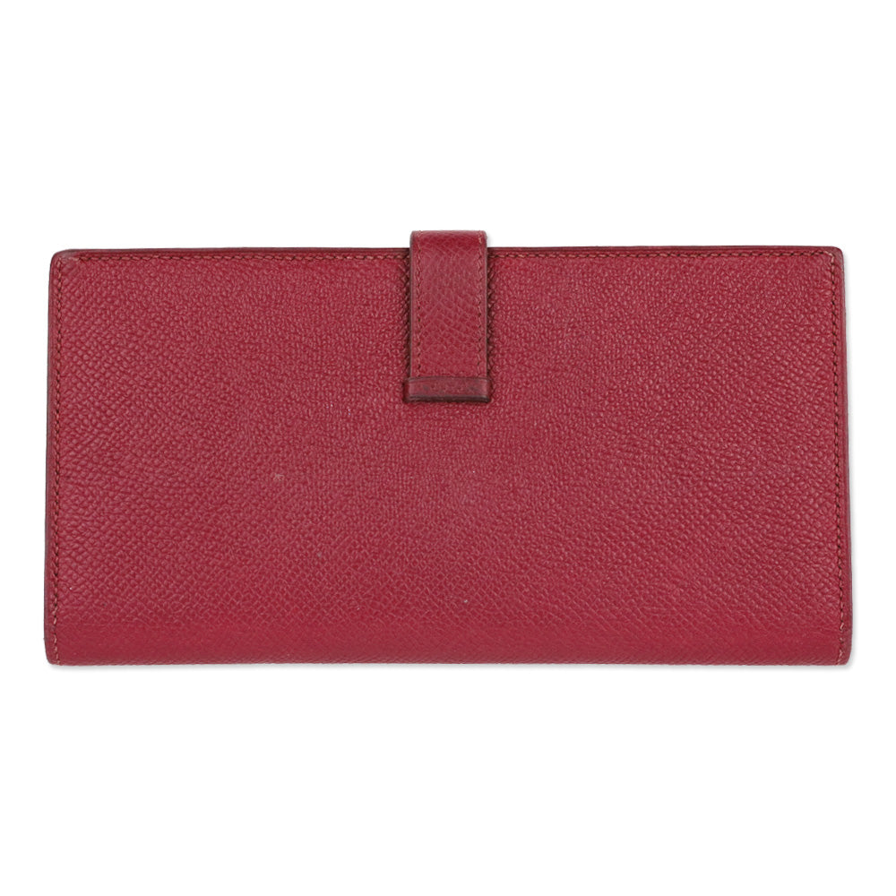 Hermès Red Rouge Béarn Epsom Leather Bifold Wallet