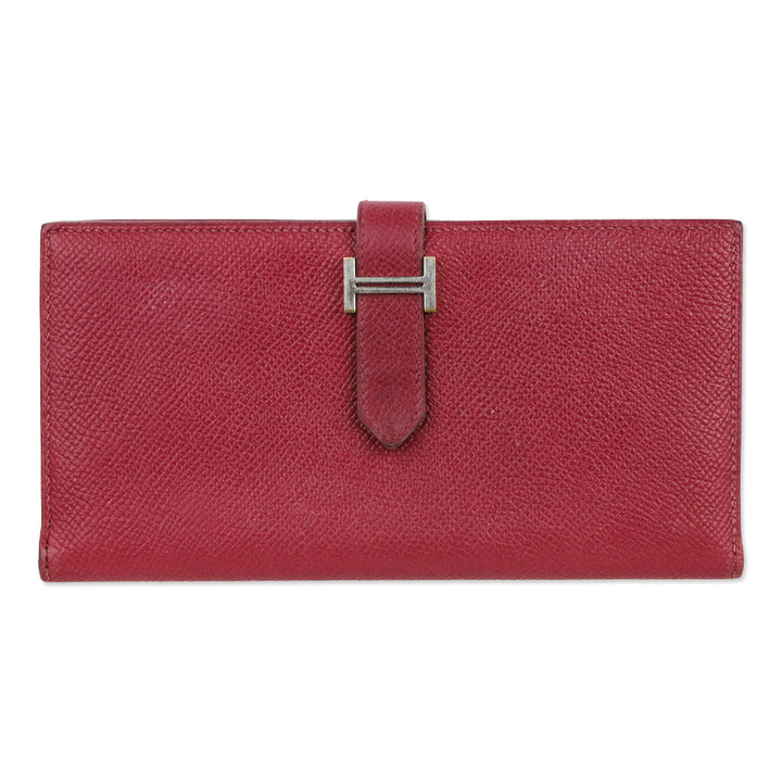 Hermès Red Rouge Béarn Epsom Leather Bifold Wallet