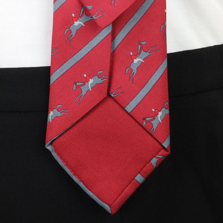 Hermès Red Stripe Racehorse Silk Tie