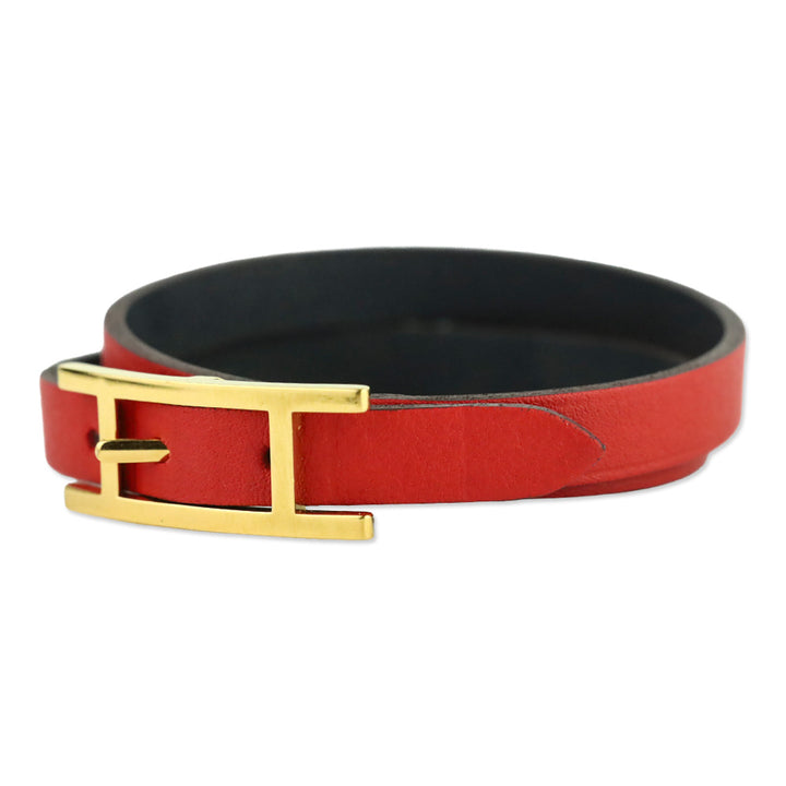 Hermès Red/Black Behapi Double Tour Bracelet