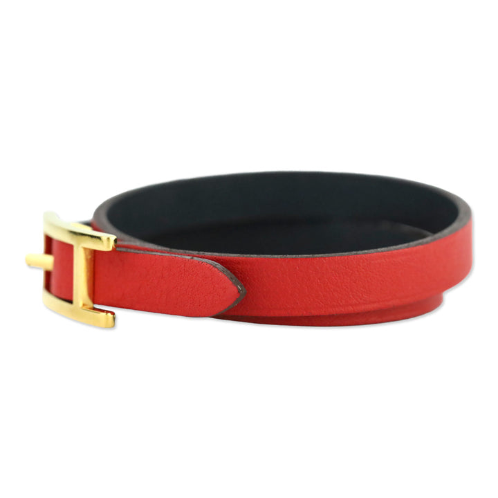 Hermès Red/Black Behapi Double Tour Bracelet