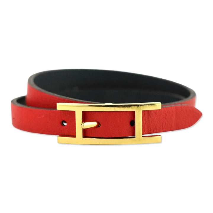 Hermès Red/Black Behapi Double Tour Bracelet