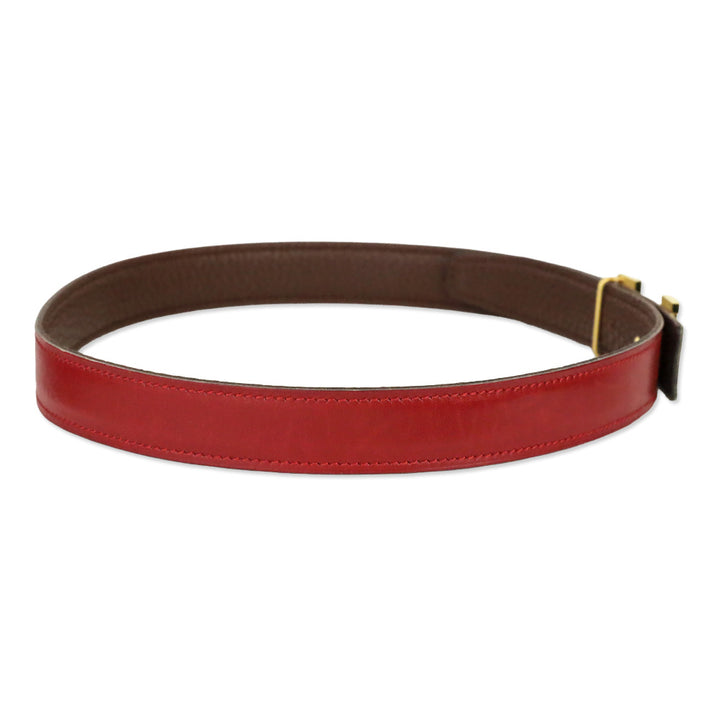 Hermès Reversible Rouge H/Brown Leather Gold Mini Constance Buckle Thin Belt