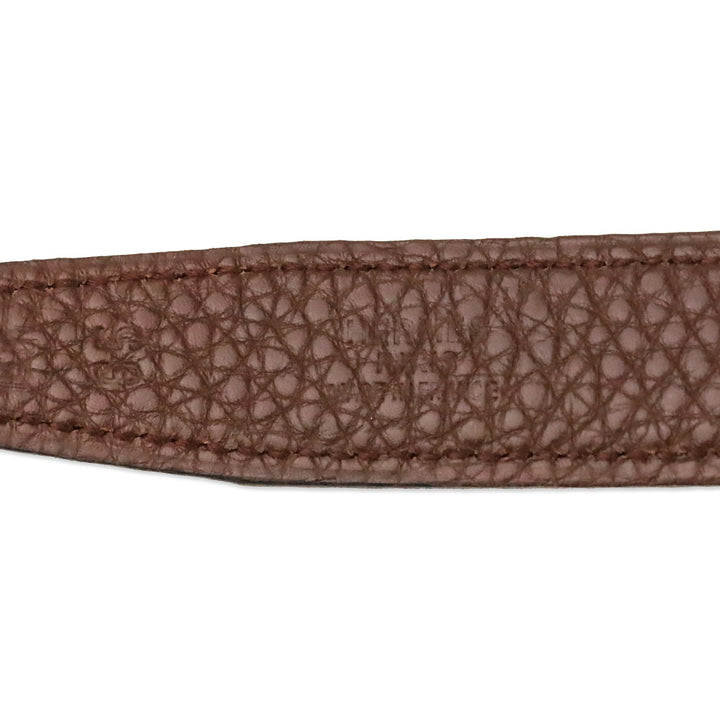 Hermès Reversible Rouge H/Brown Leather Gold Mini Constance Buckle Thin Belt
