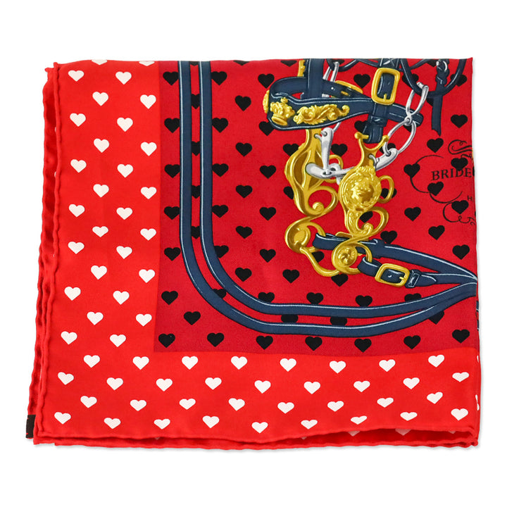 Hermès Rouge Bordeaux Brides de Gala Love Gavroche Twill Silk Scarf 45cm