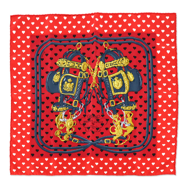 Hermès Rouge Bordeaux Brides de Gala Love Gavroche Twill Silk Scarf 45cm