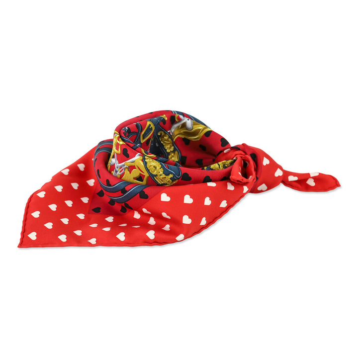 Hermès Rouge Bordeaux Brides de Gala Love Gavroche Twill Silk Scarf 45cm