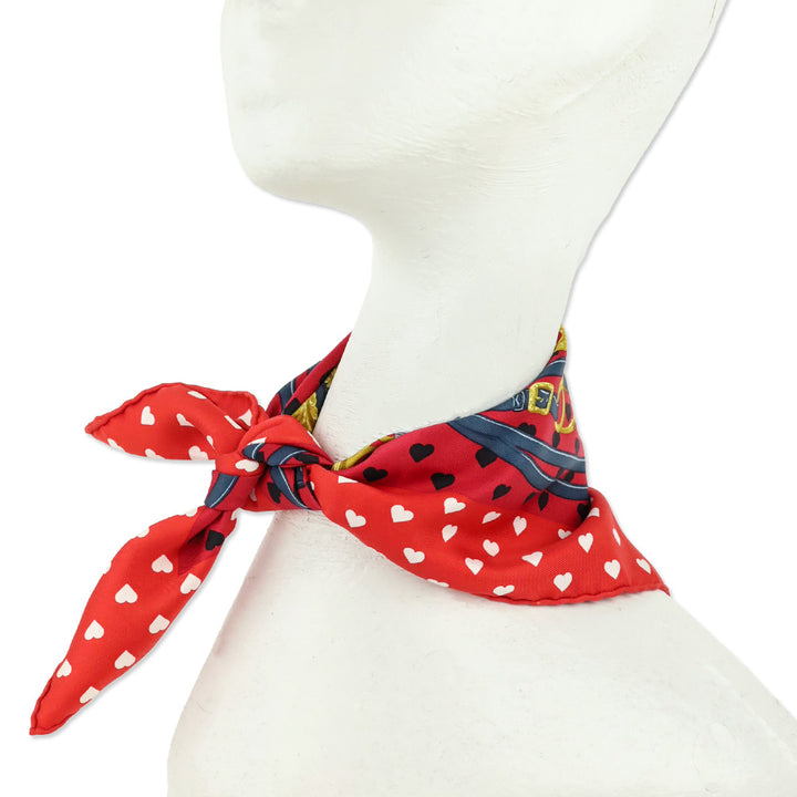 Hermès Rouge Bordeaux Brides de Gala Love Gavroche Twill Silk Scarf 45cm