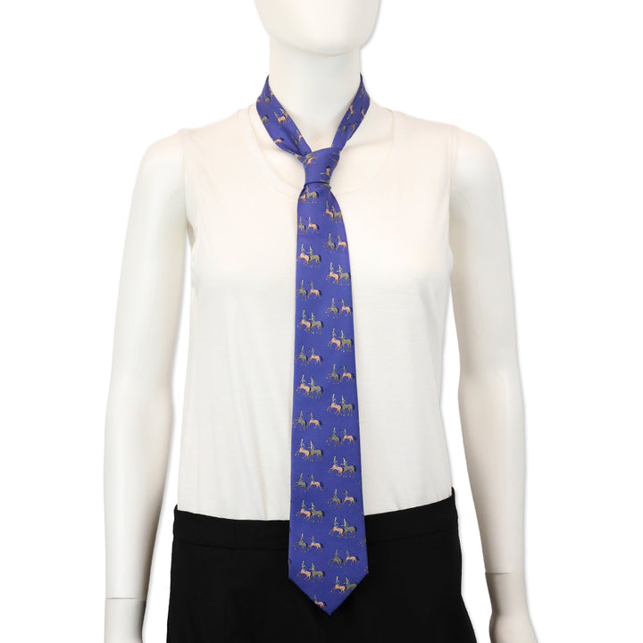 Hermès Royal Blue Centaur Pattern Silk Tie