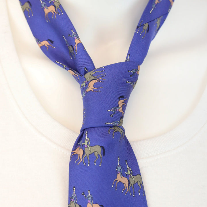 Hermès Royal Blue Centaur Pattern Silk Tie