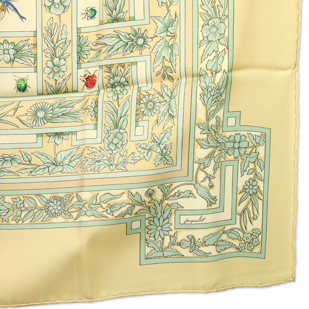 Hermès Tan Insect Carré Joyaux de L'été Jacquelot Silk Scarf 90cm