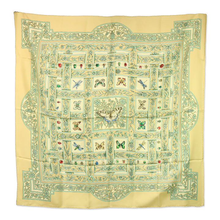 Hermès Tan Insect Carré Joyaux de L'été Jacquelot Silk Scarf 90cm