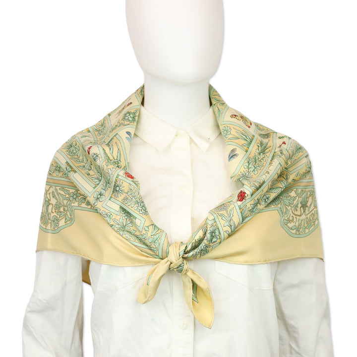 Hermès Tan Insect Carré Joyaux de L'été Jacquelot Silk Scarf 90cm