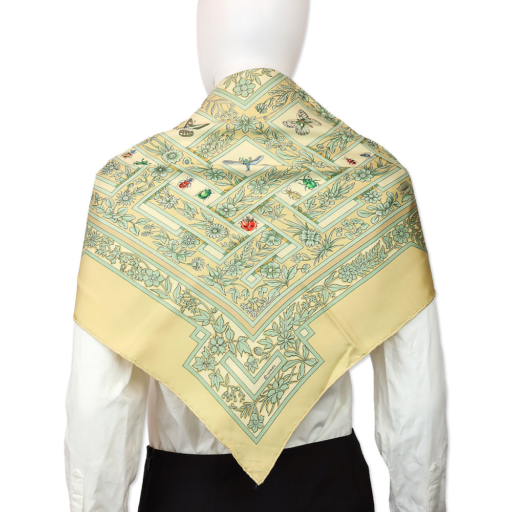 Hermès Tan Insect Carré Joyaux de L'été Jacquelot Silk Scarf 90cm