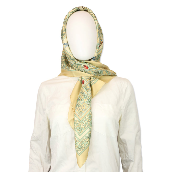Hermès Tan Insect Carré Joyaux de L'été Jacquelot Silk Scarf 90cm