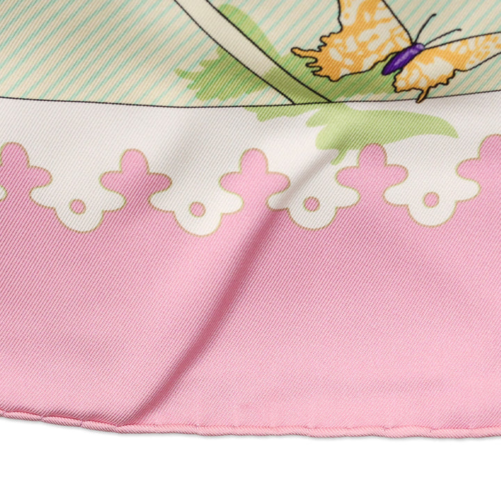 Hermès Varangues By Dimitri R. Pink Twill Silk Scarf