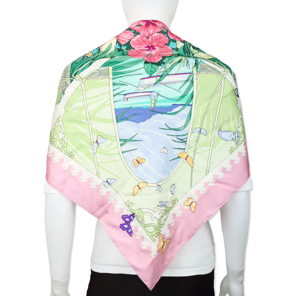 Hermès Varangues By Dimitri R. Pink Twill Silk Scarf