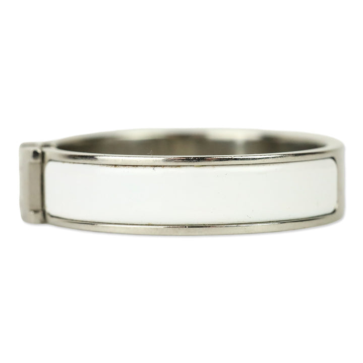 Hermès White Enamel Palladium Plated Narrow Clic H Bracelet