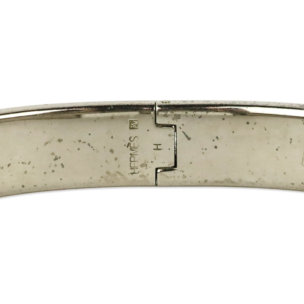 Hermès White Enamel Silver Clic H Bracelet