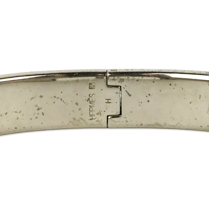 Hermès White Enamel Silver Clic H Bracelet