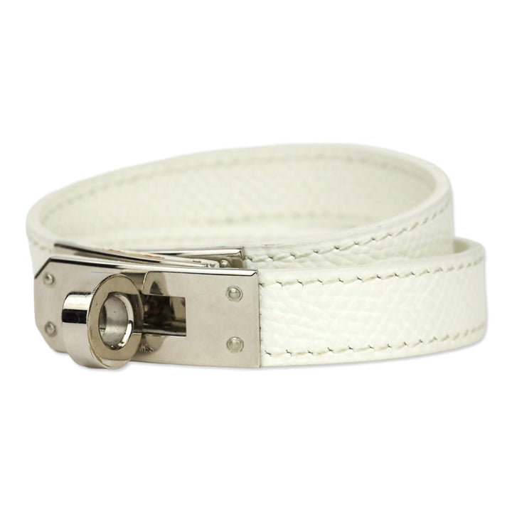 Hermès White Leather Kelly Double Tour Bracelet