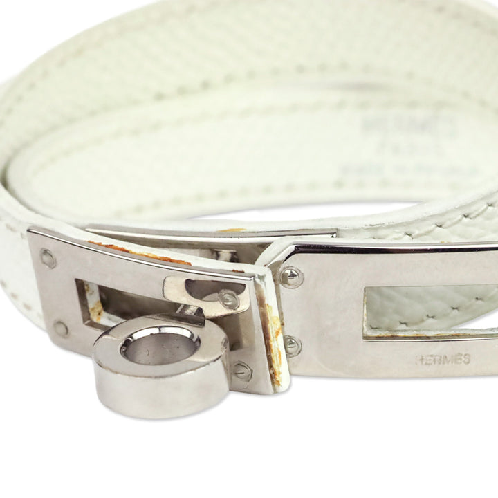 Hermès White Leather Kelly Double Tour Bracelet
