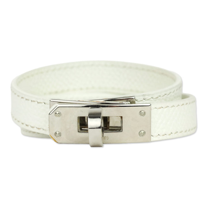 Hermès White Leather Kelly Double Tour Bracelet