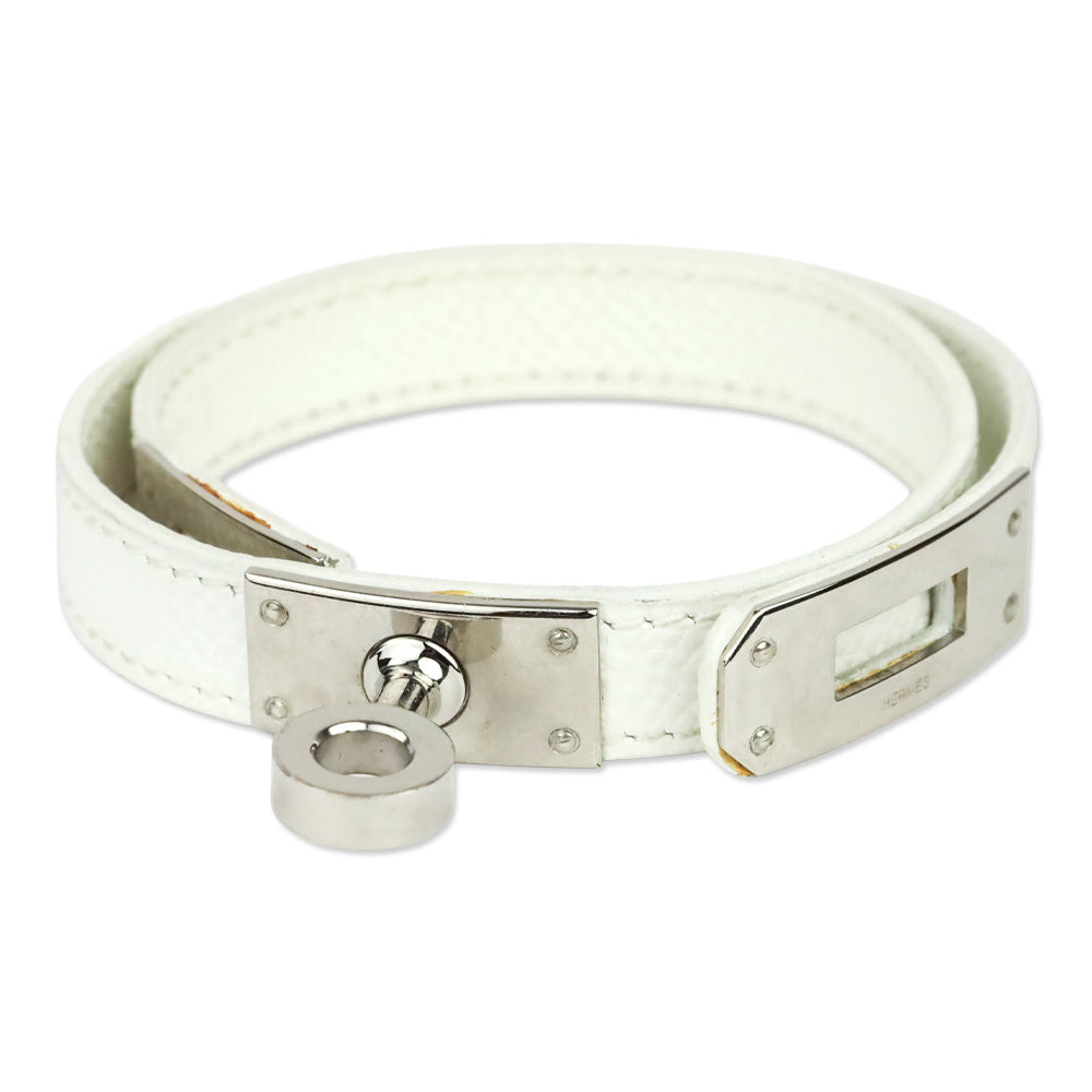 Hermès White Leather Kelly Double Tour Bracelet