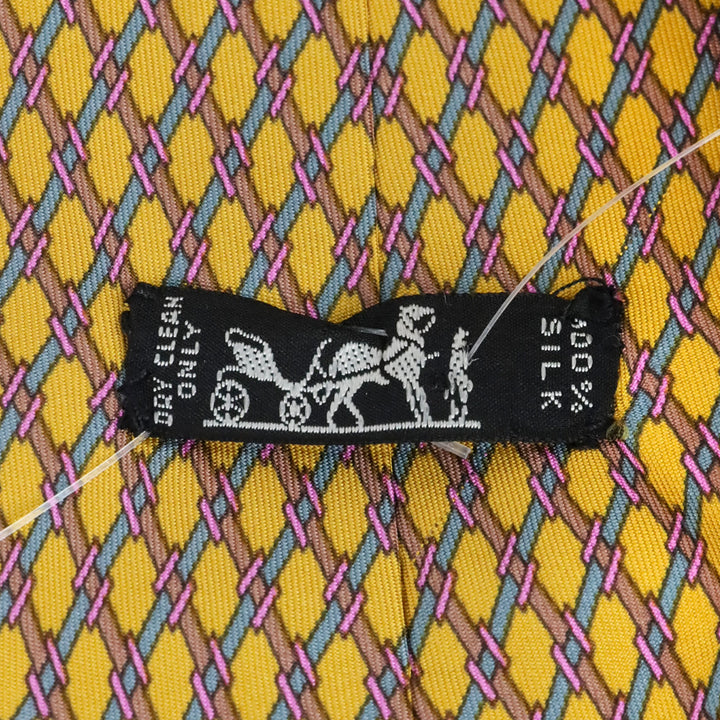 Hermès Yellow Diamond Lattice Printed Silk Tie