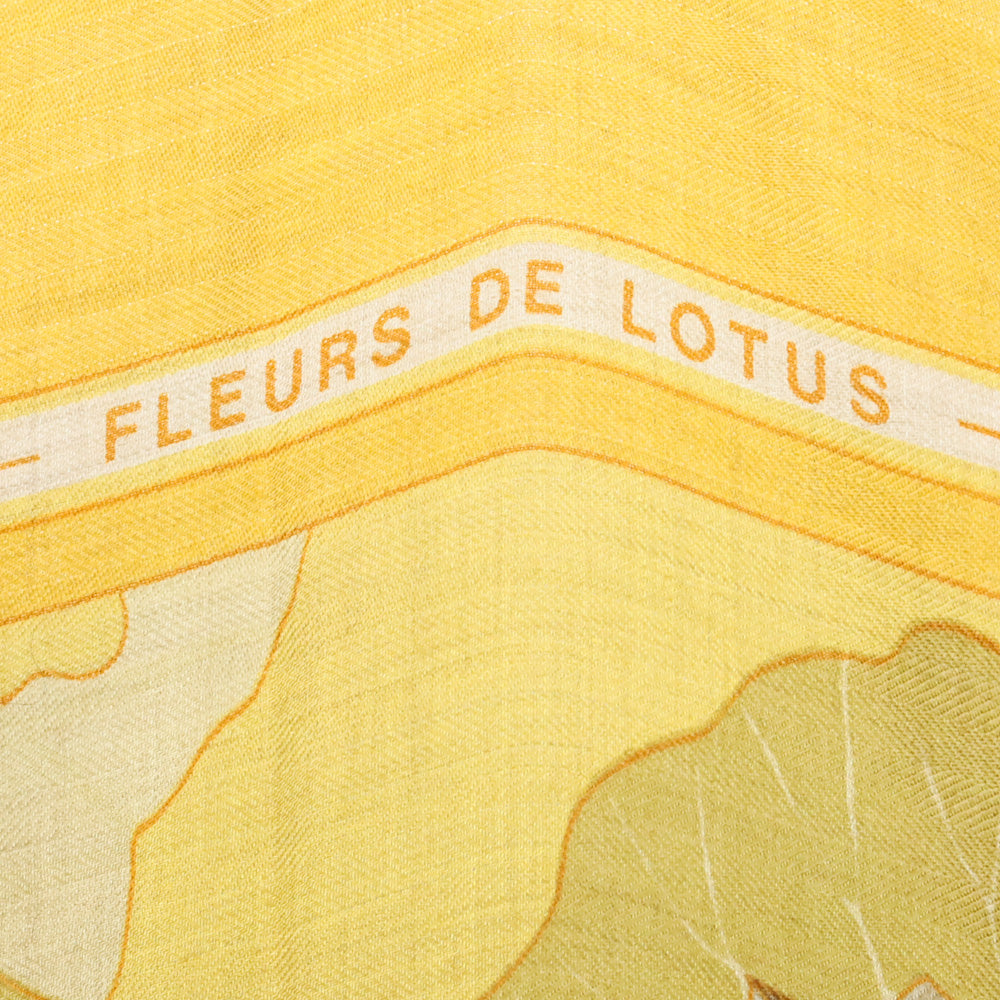 Hermes Yellow Fleurs de Lotus Cashmere Silk Shawl