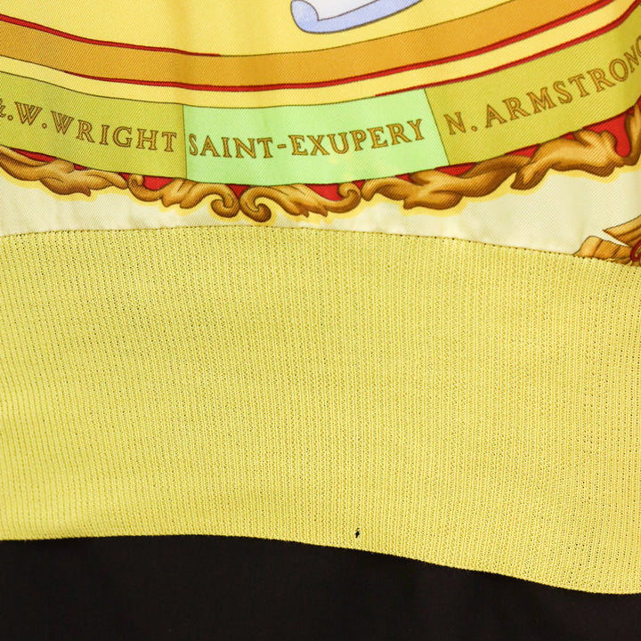 Hermes Yellow Reves D'espace Print Silk Cotton-Knit Polo Sweater