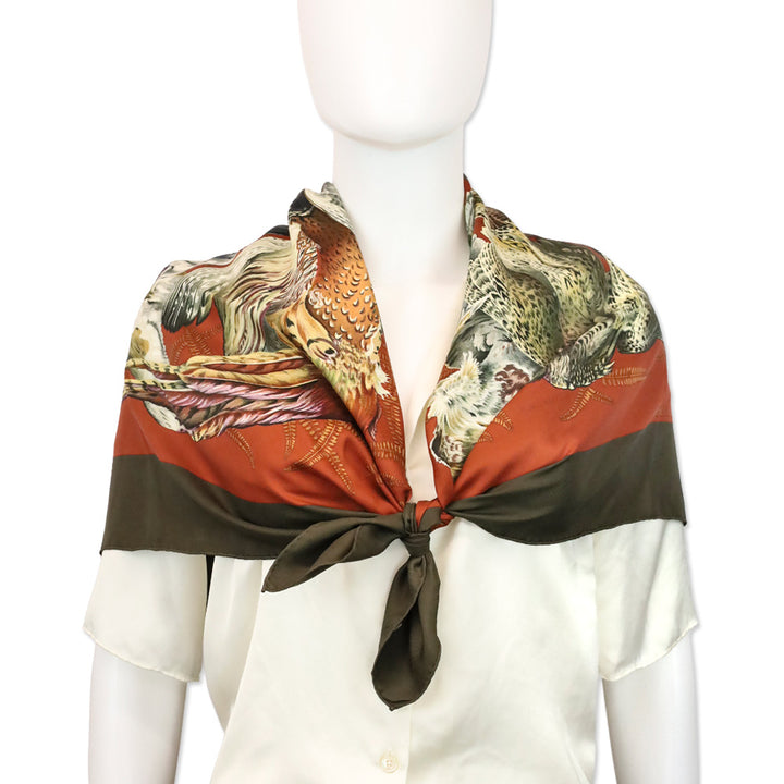 Hermès "Gibiers" by Henri de Linares 90cm Silk Scarf