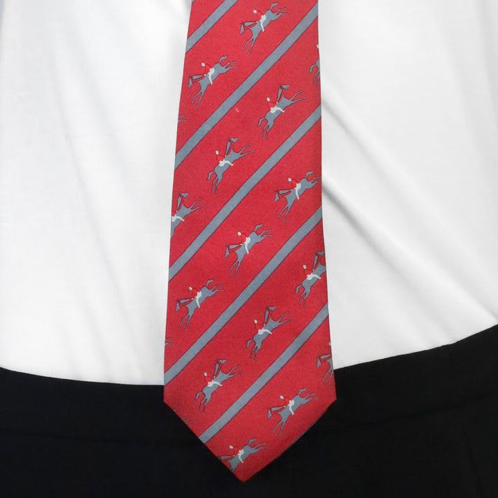 Hermès Red Stripe Racehorse Silk Tie