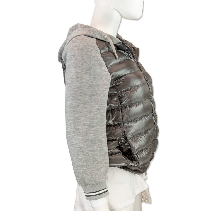 Herno Grey Down-Paneled Cotton Hooded Jacket